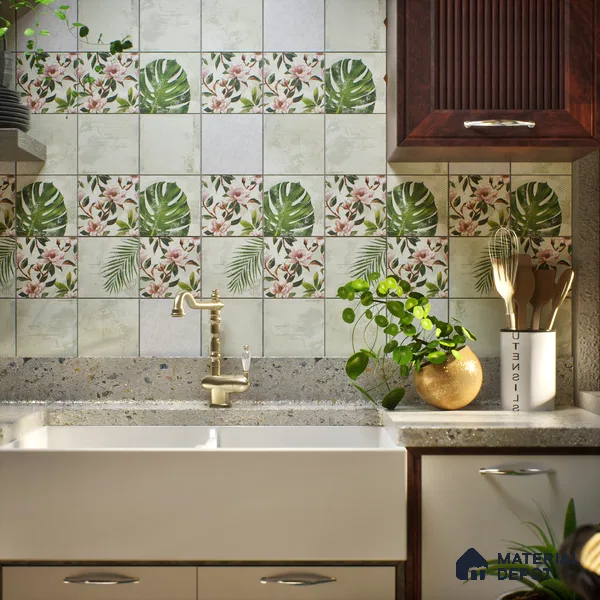 Subway Wall Tile TL 06432 C Coastal Lilac Base 8 x 8 inch Ceramic Matte Finish - 10 mm | 8 Random Design | Suitable for Accent / Feature Walls, Bathroom, Kitchen Wall & Backsplashes (Sample)