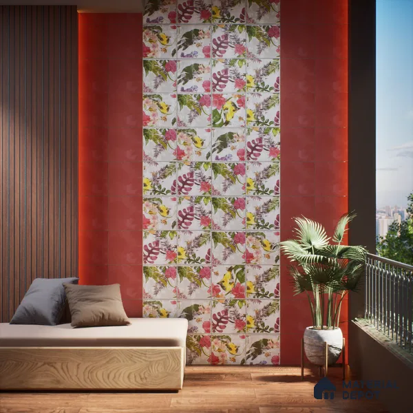 Subway Floral Wall Tile TL 06432 G Coastal Lilac Selva 8 x 8 inch Ceramic Matte Finish - 10 mm | 16 Random Design | Suitable for Accent / Feature Walls, Bathroom, Kitchen Wall & Backsplashes (Sample)