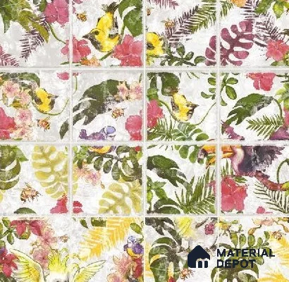 Subway Floral Wall Tile TL 06432 G Coastal Lilac Selva 8 x 8 inch Ceramic Matte Finish - 10 mm | 16 Random Design | Suitable for Accent / Feature Walls, Bathroom, Kitchen Wall & Backsplashes (Sample)