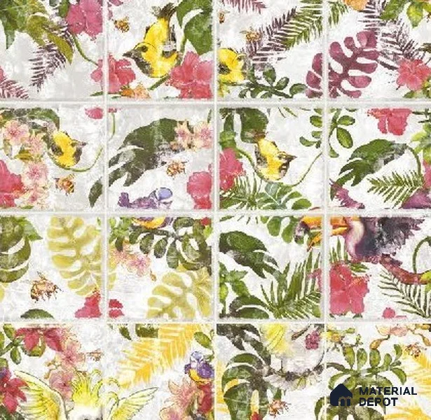 Subway Floral Wall Tile TL 06432 G Coastal Lilac Selva 8 x 8 inch Ceramic Matte Finish - 10 mm | 16 Random Design | Suitable for Accent / Feature Walls, Bathroom, Kitchen Wall & Backsplashes (Sample)