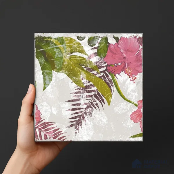 Subway Floral Wall Tile TL 06432 G Coastal Lilac Selva 8 x 8 inch Ceramic Matte Finish - 10 mm | 16 Random Design | Suitable for Accent / Feature Walls, Bathroom, Kitchen Wall & Backsplashes (Sample)