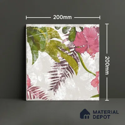 Subway Floral Wall Tile TL 06432 G Coastal Lilac Selva 8 x 8 inch Ceramic Matte Finish - 10 mm | 16 Random Design | Suitable for Accent / Feature Walls, Bathroom, Kitchen Wall & Backsplashes (Sample)