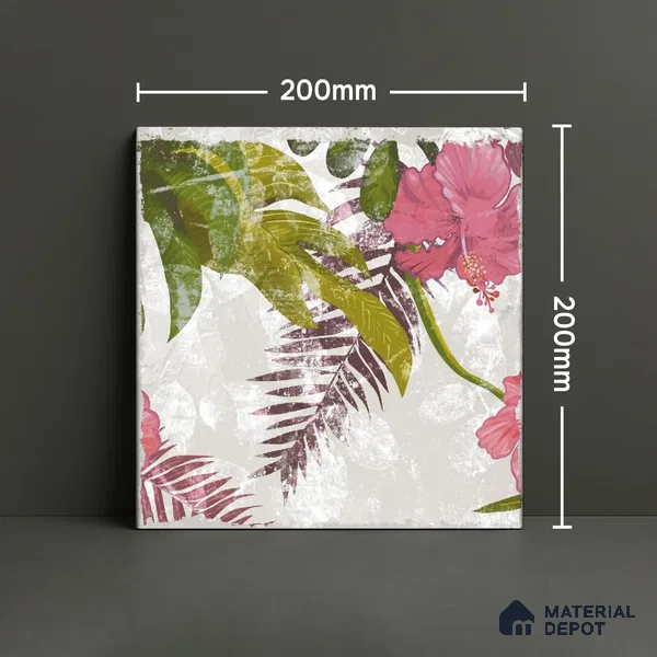 Subway Floral Wall Tile TL 06432 G Coastal Lilac Selva 8 x 8 inch Ceramic Matte Finish - 10 mm | 16 Random Design | Suitable for Accent / Feature Walls, Bathroom, Kitchen Wall & Backsplashes (Sample)