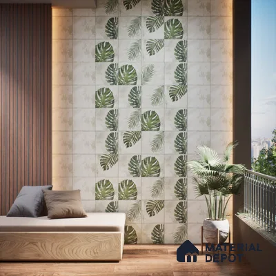 Subway Floral Wall Tile TL 06432 Coastal Lilac Amazonia 8 x 8 inch Ceramic Matte Finish - 10 mm | 12 Random Design | Suitable for Accent / Feature Walls, Bathroom, Kitchen Wall & Backsplashes (Sample)