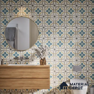Moroccan Wall & Floor Tile TL 06442 C Vintagia Olean 8 x 8 inch Ceramic Matte Finish - 10 mm  | Suitable for Accent / Feature Walls, Bathroom, Kitchen Wall & Backsplashes (Sample)