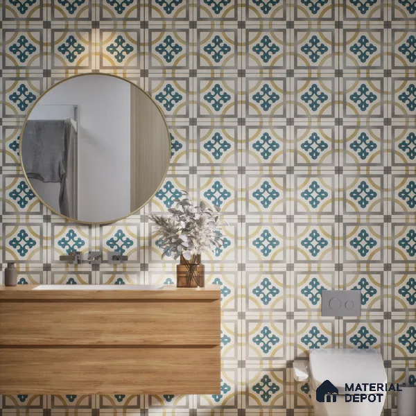 Moroccan Wall & Floor Tile TL 06442 C Vintagia Olean 8 x 8 inch Ceramic Matte Finish - 10 mm  | Suitable for Accent / Feature Walls, Bathroom, Kitchen Wall & Backsplashes (Sample)