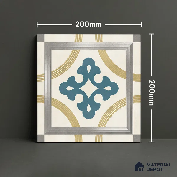 Moroccan Wall & Floor Tile TL 06442 C Vintagia Olean 8 x 8 inch Ceramic Matte Finish - 10 mm  | Suitable for Accent / Feature Walls, Bathroom, Kitchen Wall & Backsplashes (Sample)