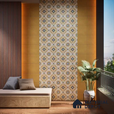Plain Wall & Floor Tile TL 06442 D Vintagia Retro Gold 8 x 8 inch Ceramic Matte Finish - 10 mm  | Suitable for Accent / Feature Walls, Bathroom, Kitchen Wall & Backsplashes (Sample)