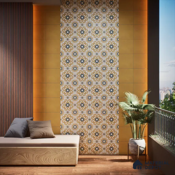 Plain Wall & Floor Tile TL 06442 D Vintagia Retro Gold 8 x 8 inch Ceramic Matte Finish - 10 mm  | Suitable for Accent / Feature Walls, Bathroom, Kitchen Wall & Backsplashes (Sample)