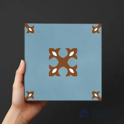 Moroccan Wall & Floor Tile TL 06446 C Vintagia Retro Luxor Ocean 8 x 8 inch Ceramic Matte Finish - 10 mm  | Suitable for Accent / Feature Walls, Bathroom, Kitchen Wall & Backsplashes (Sample)