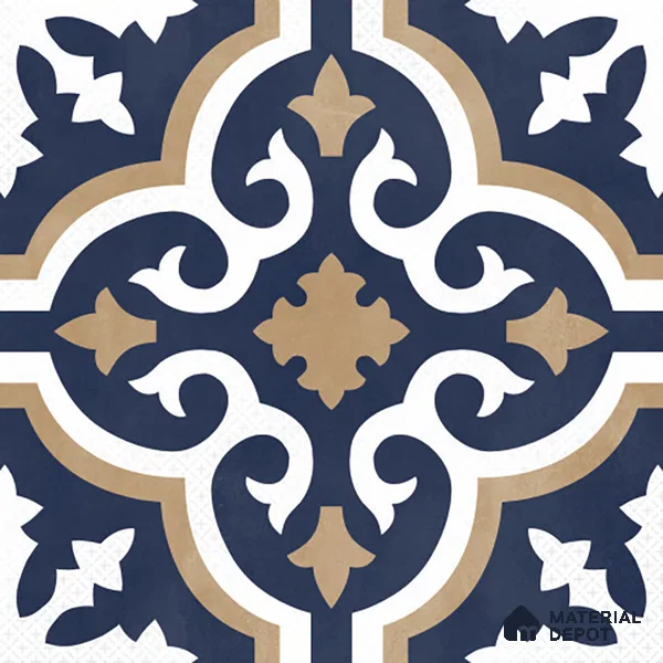 Moroccan Wall & Floor Tile TL 06441 B Vintagia Calipso Ciano 8 x 8 inch Ceramic Matte Finish - 10 mm  | Suitable for Accent / Feature Walls, Bathroom, Kitchen Wall & Backsplashes (Sample)