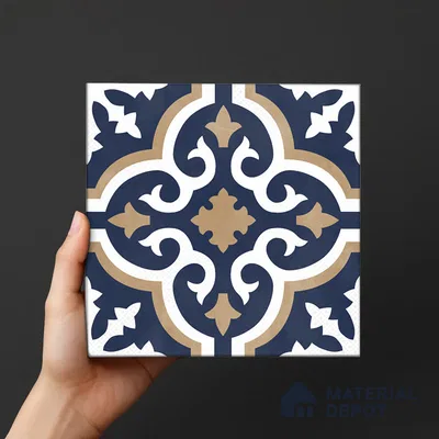 Moroccan Wall & Floor Tile TL 06441 B Vintagia Calipso Ciano 8 x 8 inch Ceramic Matte Finish - 10 mm  | Suitable for Accent / Feature Walls, Bathroom, Kitchen Wall & Backsplashes (Sample)