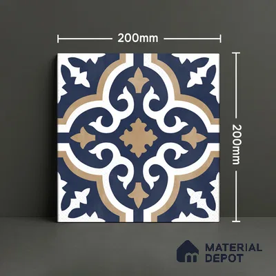 Moroccan Wall & Floor Tile TL 06441 B Vintagia Calipso Ciano 8 x 8 inch Ceramic Matte Finish - 10 mm  | Suitable for Accent / Feature Walls, Bathroom, Kitchen Wall & Backsplashes (Sample)