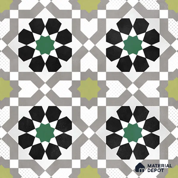 Moroccan Wall & Floor Tile TL 06441 D Vintagia Onde 8 x 8 inch Ceramic Matte Finish - 10 mm  | Suitable for Accent / Feature Walls, Bathroom, Kitchen Wall & Backsplashes (Sample)