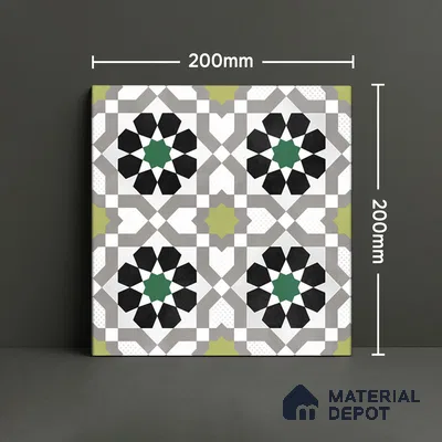 Moroccan Wall & Floor Tile TL 06441 D Vintagia Onde 8 x 8 inch Ceramic Matte Finish - 10 mm  | Suitable for Accent / Feature Walls, Bathroom, Kitchen Wall & Backsplashes (Sample)