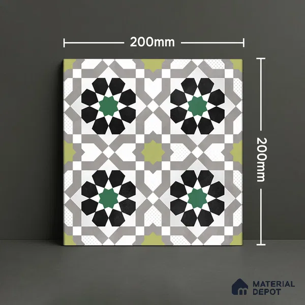 Moroccan Wall & Floor Tile TL 06441 D Vintagia Onde 8 x 8 inch Ceramic Matte Finish - 10 mm  | Suitable for Accent / Feature Walls, Bathroom, Kitchen Wall & Backsplashes (Sample)