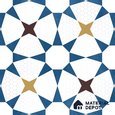 Moroccan Wall & Floor Tile TL 06441 E Vintagia Prisma 8 x 8 inch Ceramic Matte Finish - 10 mm  | Suitable for Accent / Feature Walls, Bathroom, Kitchen Wall & Backsplashes (Sample)