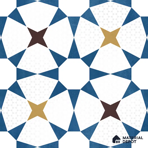 Moroccan Wall & Floor Tile TL 06441 E Vintagia Prisma 8 x 8 inch Ceramic Matte Finish - 10 mm  | Suitable for Accent / Feature Walls, Bathroom, Kitchen Wall & Backsplashes (Sample)