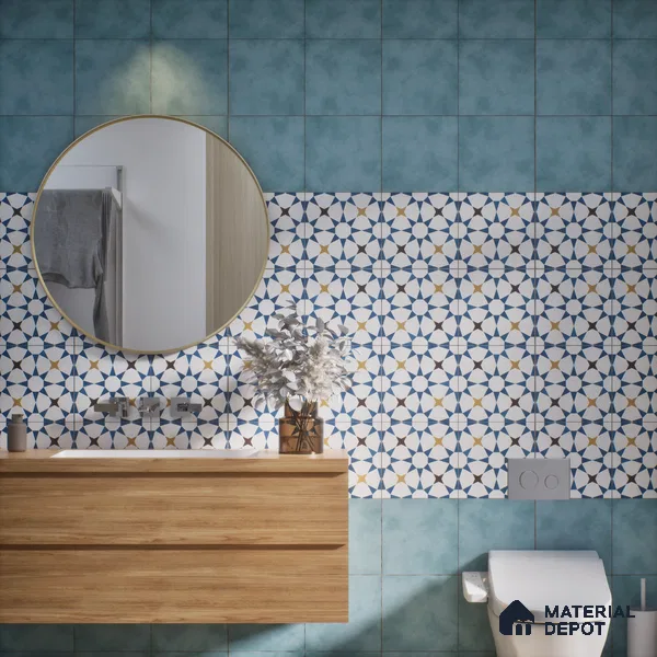 Moroccan Wall & Floor Tile TL 06441 E Vintagia Prisma 8 x 8 inch Ceramic Matte Finish - 10 mm  | Suitable for Accent / Feature Walls, Bathroom, Kitchen Wall & Backsplashes (Sample)