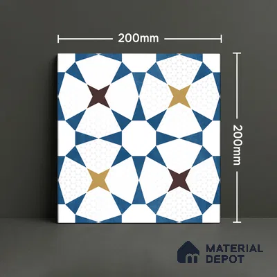 Moroccan Wall & Floor Tile TL 06441 E Vintagia Prisma 8 x 8 inch Ceramic Matte Finish - 10 mm  | Suitable for Accent / Feature Walls, Bathroom, Kitchen Wall & Backsplashes (Sample)