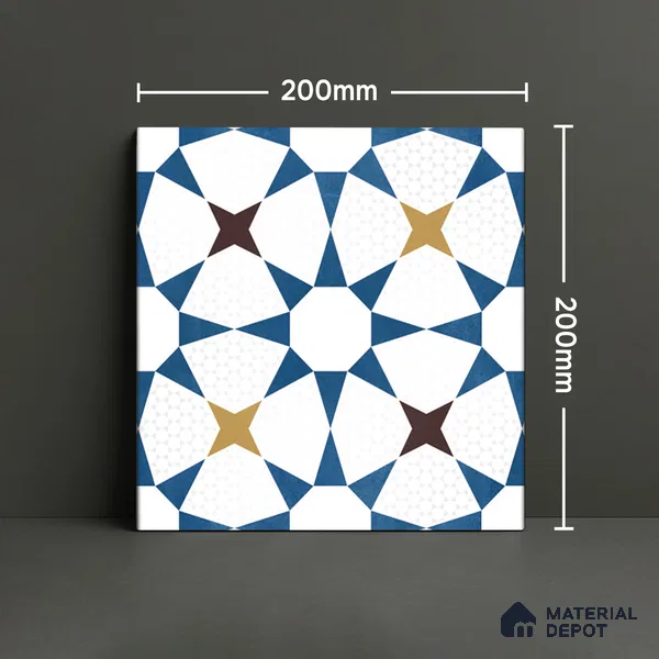 Moroccan Wall & Floor Tile TL 06441 E Vintagia Prisma 8 x 8 inch Ceramic Matte Finish - 10 mm  | Suitable for Accent / Feature Walls, Bathroom, Kitchen Wall & Backsplashes (Sample)