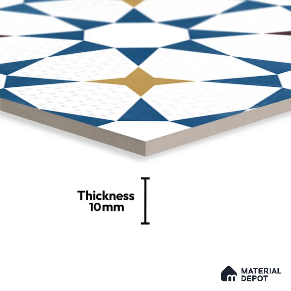 Moroccan Wall & Floor Tile TL 06441 E Vintagia Prisma 8 x 8 inch Ceramic Matte Finish - 10 mm  | Suitable for Accent / Feature Walls, Bathroom, Kitchen Wall & Backsplashes (Sample)