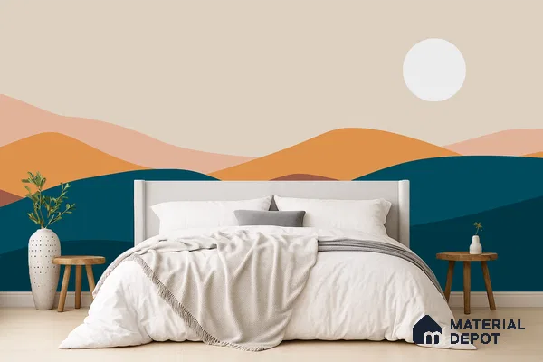Endless Landscape Sunny Blossom Crescent Scene | WP 04159 B Non Woven Matte Finish Abstract Style Premium Customized size Wallpaper | 150 GSM WP01MTF Paper | (MOQ = 30 Sq. Ft.)