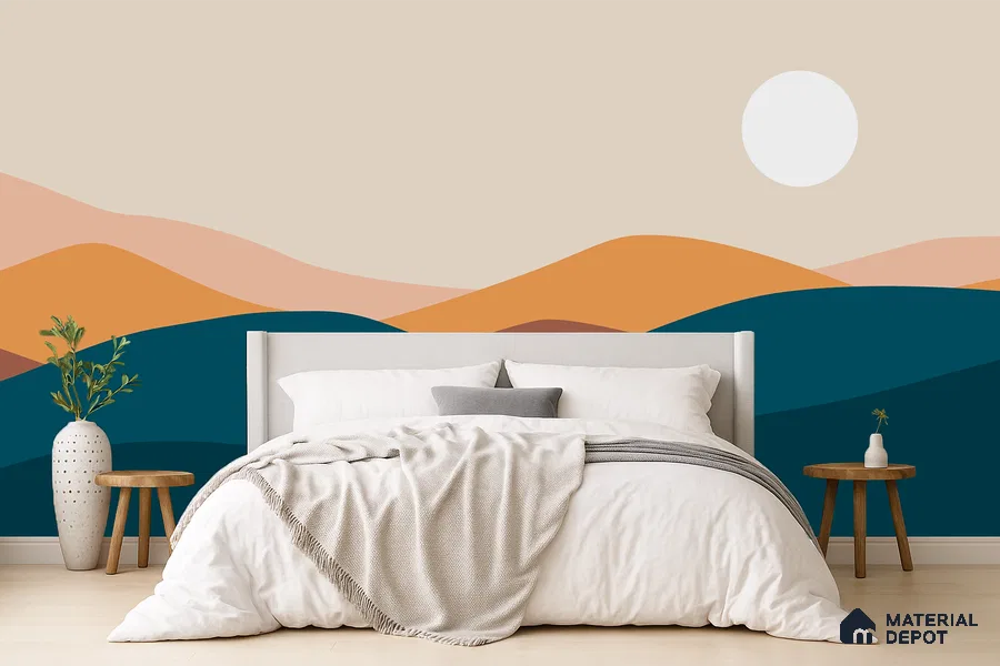 Endless Landscape Sunny Blossom Crescent Scene | WP 04159 B Non Woven Matte Finish Abstract Style Premium Customized size Wallpaper | 150 GSM WP01MTF Paper | (MOQ = 30 Sq. Ft.)