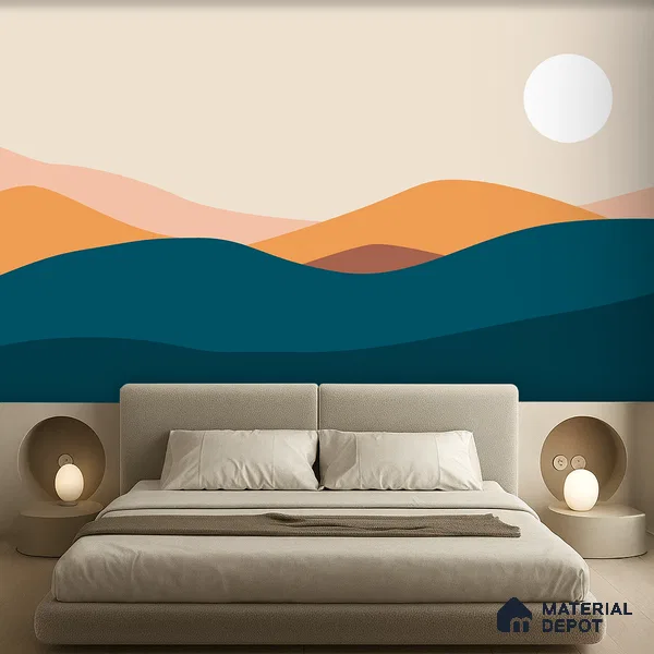 Endless Landscape Sunny Blossom Crescent Scene | WP 04159 B Non Woven Matte Finish Abstract Style Premium Customized size Wallpaper | 150 GSM WP01MTF Paper | (MOQ = 30 Sq. Ft.)