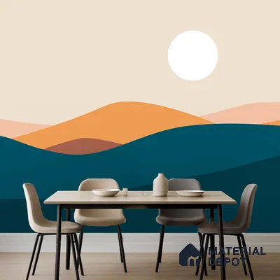Endless Landscape Sunny Blossom Crescent Scene | WP 04159 B Non Woven Matte Finish Abstract Style Premium Customized size Wallpaper | 150 GSM WP01MTF Paper | (MOQ = 30 Sq. Ft.)