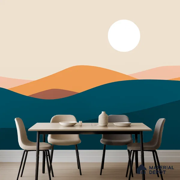 Endless Landscape Sunny Blossom Crescent Scene | WP 04159 B Non Woven Matte Finish Abstract Style Premium Customized size Wallpaper | 150 GSM WP01MTF Paper | (MOQ = 30 Sq. Ft.)