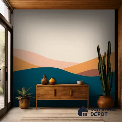 Endless Landscape Sunny Blossom Crescent Scene | WP 04159 B Non Woven Matte Finish Abstract Style Premium Customized size Wallpaper | 150 GSM WP01MTF Paper | (MOQ = 30 Sq. Ft.)