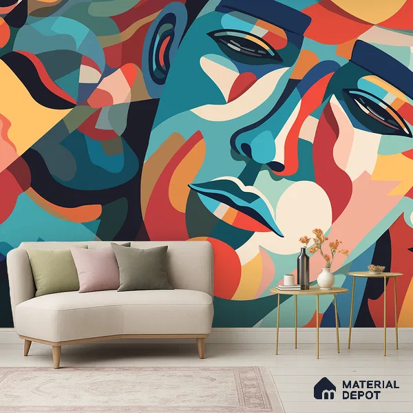 Emotional Geometry | WP 04152 B Non Woven Matte Finish Abstract Style Premium Customized size Wallpaper | 150 GSM WP01MTF Paper | (MOQ = 30 Sq. Ft.)