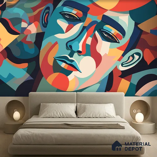Emotional Geometry | WP 04152 B Non Woven Matte Finish Abstract Style Premium Customized size Wallpaper | 150 GSM WP01MTF Paper | (MOQ = 30 Sq. Ft.)