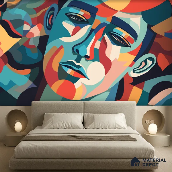 Emotional Geometry | WP 04152 B Non Woven Matte Finish Abstract Style Premium Customized size Wallpaper | 150 GSM WP01MTF Paper | (MOQ = 30 Sq. Ft.)