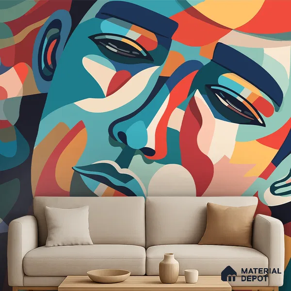 Emotional Geometry | WP 04152 B Non Woven Matte Finish Abstract Style Premium Customized size Wallpaper | 150 GSM WP01MTF Paper | (MOQ = 30 Sq. Ft.)