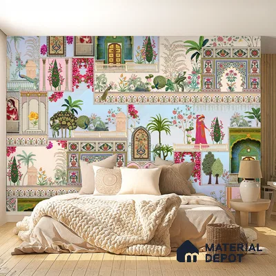 Mehfil-e-Gulistan Terracotta Peony Spread | WP 04166 Non Woven Matte Finish Indian Style Premium Customized size Wallpaper | 150 GSM WP01MTF Paper | (MOQ = 30 Sq. Ft.)