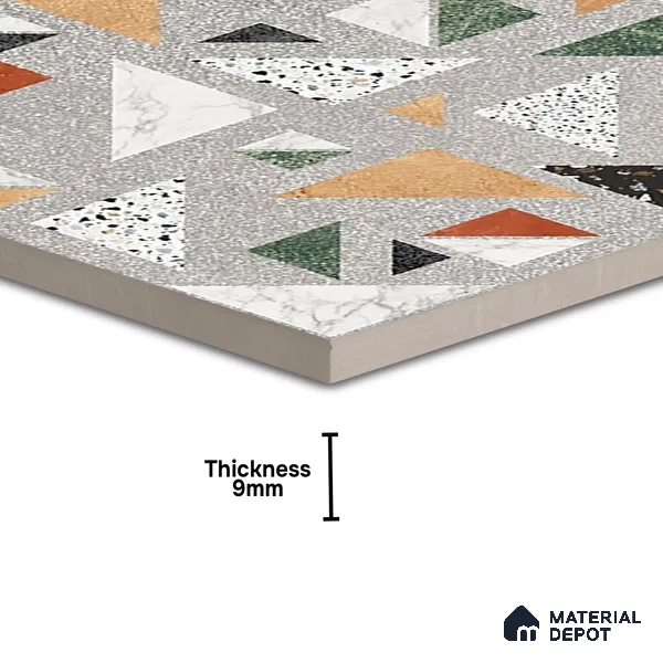 Terrazzo Wall & Floor Tile TL 06605 Kenza Gray 2 ft x 2 ft Vitrified Matte Finish - 9 mm | Suitable for Living Room, Balcony, Courtyard (Sample)