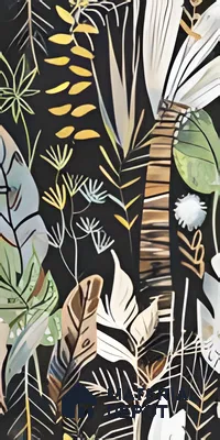 Tropical Wall Tile | TL 07191 B Fiore Foglie Black | 4 ft x 2 ft Matte Finish Vitrified Tile - 9 mm | Suitable For Living Room, Bathroom, Dining Area (Sample)