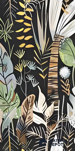 Tropical Wall Tile | TL 07191 B Fiore Foglie Black | 4 ft x 2 ft Matte Finish Vitrified Tile - 9 mm | Suitable For Living Room, Bathroom, Dining Area (Sample)