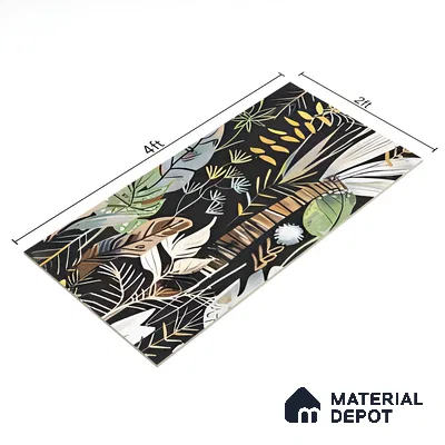 Tropical Wall Tile | TL 07191 B Fiore Foglie Black | 4 ft x 2 ft Matte Finish Vitrified Tile - 9 mm | Suitable For Living Room, Bathroom, Dining Area (Sample)