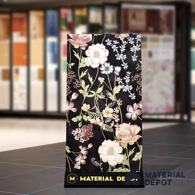 Floral Wall Tile | TL 07191 C Floreale Fiore Black | 4 ft x 2 ft Matte Finish Vitrified Tile - 9 mm | Suitable For Living Room, Bathroom, Dining Area (Sample)
