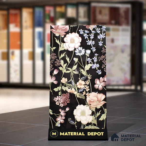 Floral Wall Tile | TL 07191 C Floreale Fiore Black | 4 ft x 2 ft Matte Finish Vitrified Tile - 9 mm | Suitable For Living Room, Bathroom, Dining Area (Sample)