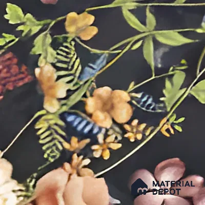 Floral Wall Tile | TL 07191 C Floreale Fiore Black | 4 ft x 2 ft Matte Finish Vitrified Tile - 9 mm | Suitable For Living Room, Bathroom, Dining Area (Sample)