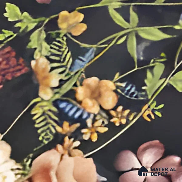Floral Wall Tile | TL 07191 C Floreale Fiore Black | 4 ft x 2 ft Matte Finish Vitrified Tile - 9 mm | Suitable For Living Room, Bathroom, Dining Area (Sample)