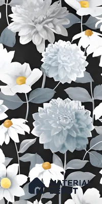 Floral Wall Tile | TL 07191 Stampa Floreale Black | 4 ft x 2 ft Matte Finish Vitrified Tile - 9 mm | Suitable For Living Room, Bathroom, Dining Area (Sample)