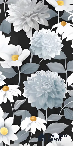 Floral Wall Tile | TL 07191 Stampa Floreale Black | 4 ft x 2 ft Matte Finish Vitrified Tile - 9 mm | Suitable For Living Room, Bathroom, Dining Area (Sample)