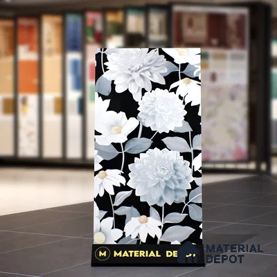 Floral Wall Tile | TL 07191 Stampa Floreale Black | 4 ft x 2 ft Matte Finish Vitrified Tile - 9 mm | Suitable For Living Room, Bathroom, Dining Area (Sample)