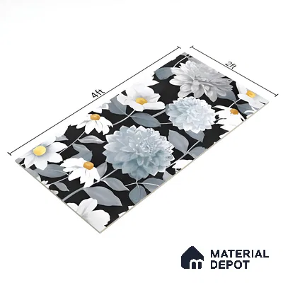 Floral Wall Tile | TL 07191 Stampa Floreale Black | 4 ft x 2 ft Matte Finish Vitrified Tile - 9 mm | Suitable For Living Room, Bathroom, Dining Area (Sample)