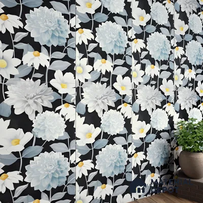 Floral Wall Tile | TL 07191 Stampa Floreale Black | 4 ft x 2 ft Matte Finish Vitrified Tile - 9 mm | Suitable For Living Room, Bathroom, Dining Area (Sample)